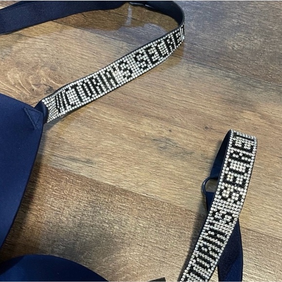 Victoria's Secret Very Sexy Push Up Rhinestone
Strap Bra Sz 32C Navy - Picture 5 of 7